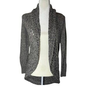 Eddie Bauer Gray and White Open Front Cardigan - XS